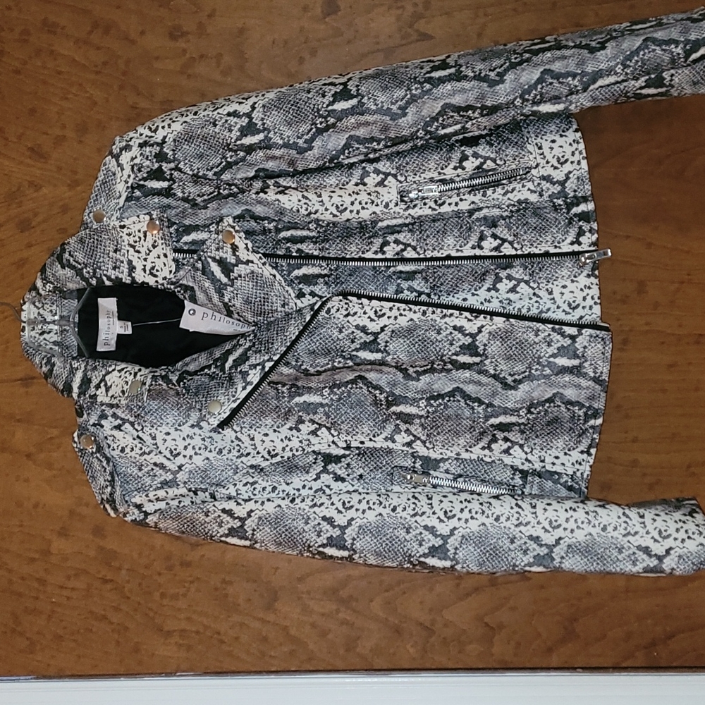 NWT Philosophy Faux Leather Snakeskin Jacket